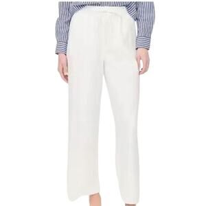 J.Crew Linen Blend Slim Wide Leg Drawstring Pants White Pull On Relaxed Large 14
